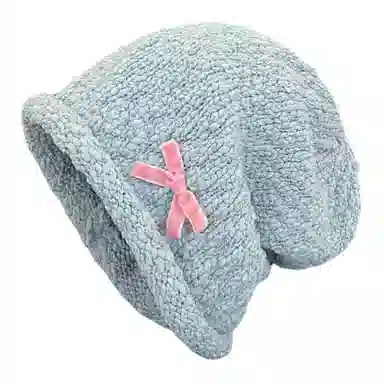 木林森 韩版日系蝴蝶结秋冬季保暖大头围百搭显脸小休闲简约 圈圈纱 绒线帽 男女同款情侣款