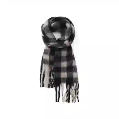 匹克 流苏千鸟格撞色英伦风渐变秋冬防寒保暖 聚酯纤维 绒线围巾 男女同款情侣款