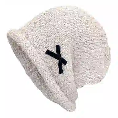 木林森 韩版日系蝴蝶结秋冬季保暖大头围百搭显脸小休闲简约 圈圈纱 绒线帽 男女同款情侣款