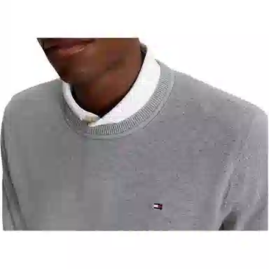 Tommy Hilfiger FW23 Solid Crewneck Sweater Sweaters Grey Heather Logo