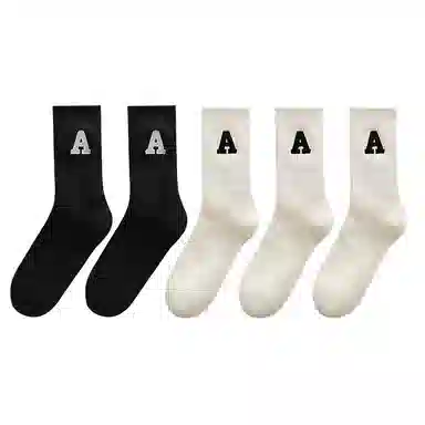兰缪 四季字母韩系百搭亲肤舒适中筒袜 男女同款 组合装