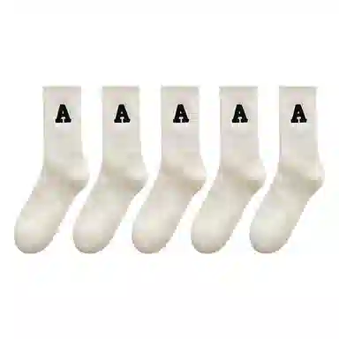 兰缪 四季字母韩系百搭亲肤舒适中筒袜 男女同款 组合装