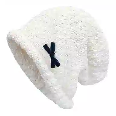 木林森 韩版日系蝴蝶结秋冬季保暖大头围百搭显脸小休闲简约 圈圈纱 绒线帽 男女同款情侣款