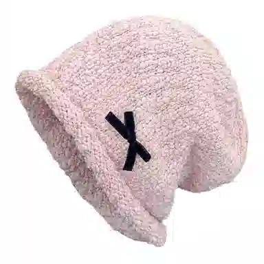 木林森 韩版日系蝴蝶结秋冬季保暖大头围百搭显脸小休闲简约 圈圈纱 绒线帽 男女同款情侣款