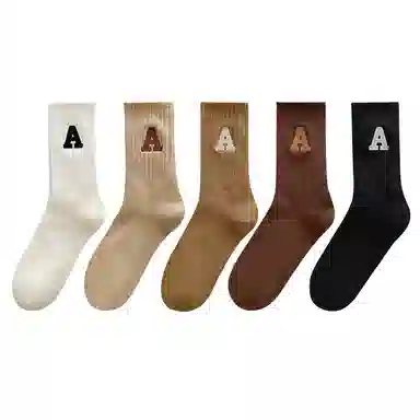 兰缪 四季字母韩系百搭亲肤舒适中筒袜 男女同款 组合装