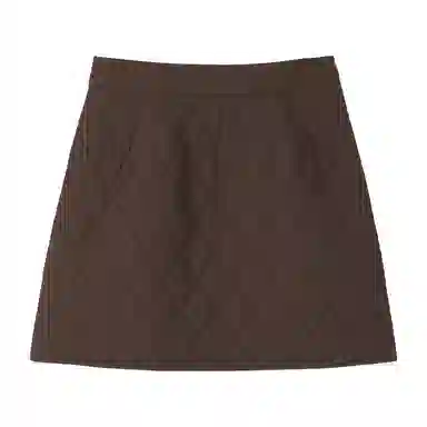 法儿家 小个子高腰菱格宽松休闲短裙 女款