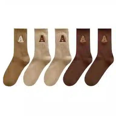 兰缪 四季字母韩系百搭亲肤舒适中筒袜 男女同款 组合装