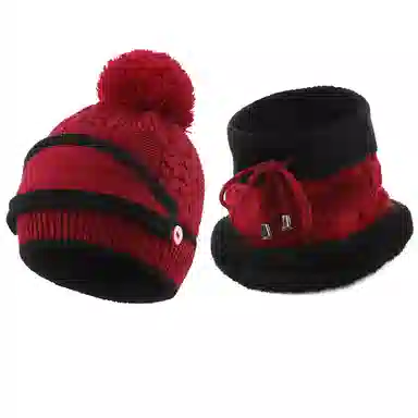 南极人 秋冬季加绒保暖口罩一体冬天骑车遮脸防风护耳护颈针织帽 加厚 绒线帽 女款