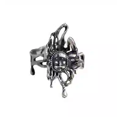 QUANDO Black Butterfly Silver Ring Adjustable