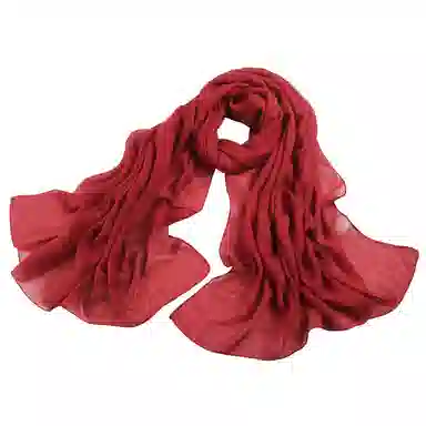 上海故事 四季文艺高级感素色沙漠旅游长款亲肤空调房红披风 聚酯纤维 绒线围巾 女款