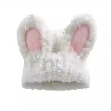 【小兔子模拟器】 啄木鸟 甜美可爱小白兔卡通氛围感保暖帽冬季加绒加色奶白色软萌萌大头围显脸小包头护耳毛绒绒 聚酯纤维 绒线帽 女款