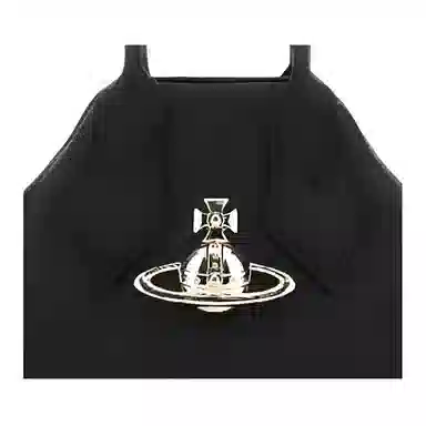 Vivienne Westwood Saturn Logo Leather Tote Bag Black