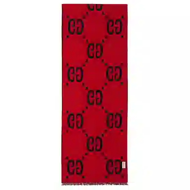 Gucci GG Jacquard Wool Silk Scarf