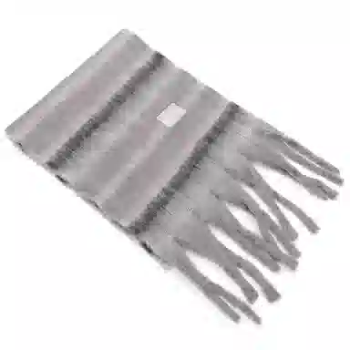 肯默 马海撞色条纹流苏 毛绒保暖 百搭时尚 涤纶 绒线围巾 男女同款情侣款