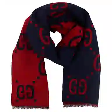Gucci GG Jacquard Wool Silk Scarf