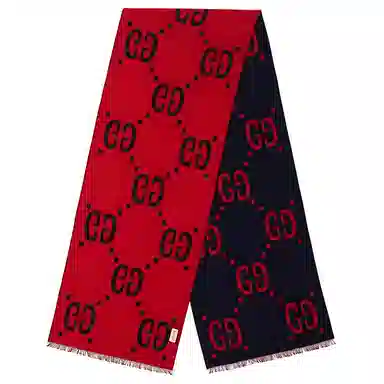 Gucci GG Jacquard Wool Silk Scarf