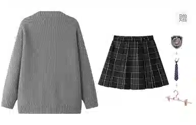 东鲸岁时记 慵懒风宽松针织开衫休闲格裙裙装套装 女款