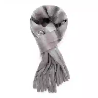 肯默 马海撞色条纹流苏 毛绒保暖 百搭时尚 涤纶 绒线围巾 男女同款情侣款