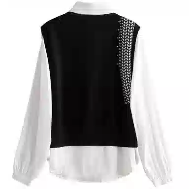 丝柏舍 针织纯色马甲方领衬衣休闲套装 女款