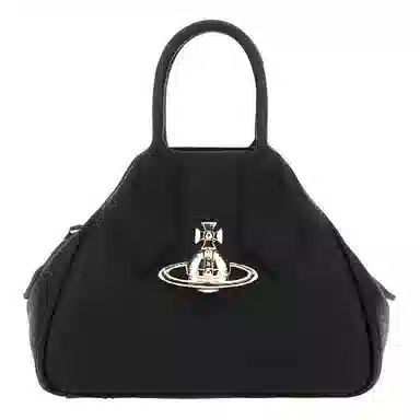 Vivienne Westwood Saturn Logo Leather Tote Bag Black