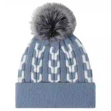 浪莎 拼色带毛球秋冬加厚加绒针织时尚户外百搭 腈纶 绒线帽 女款 粉色