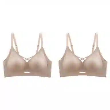 都市丽人 无痕小胸聚拢提拉无钢圈收副乳防下垂大胸显小字母肩带美背文胸 女款 组合装