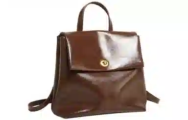 妙迪 通勤 二层牛皮 双肩包 女款 复古棕