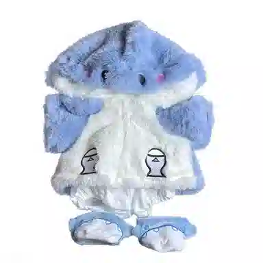 一点潮玩 可爱 可换装小熊娃衣衣服 草莓鲨鱼帽泰迪小白熊服 玩偶周边