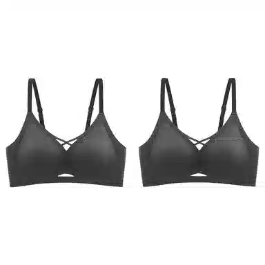 都市丽人 无痕小胸聚拢提拉无钢圈收副乳防下垂大胸显小字母肩带美背文胸 女款 组合装