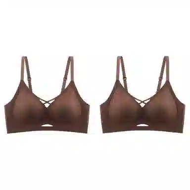 都市丽人 无痕小胸聚拢提拉无钢圈收副乳防下垂大胸显小字母肩带美背文胸 女款 组合装