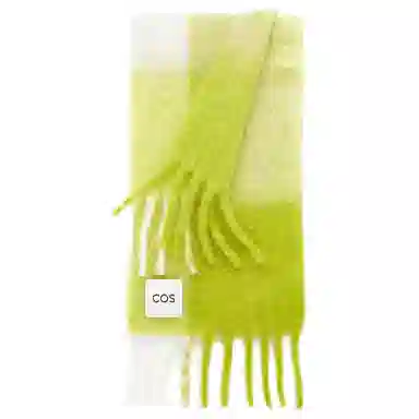 COS Tassel Check Scarf Green