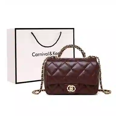 Carnival Keep Classic Quilted Chain Crossbody Small Black Red