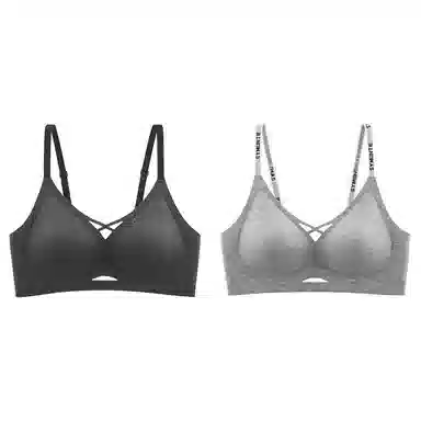 都市丽人 无痕小胸聚拢提拉无钢圈收副乳防下垂大胸显小字母肩带美背文胸 女款 组合装