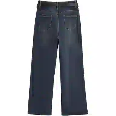 爱依服 宽松简约阔腿牛仔裤 女款 深蓝