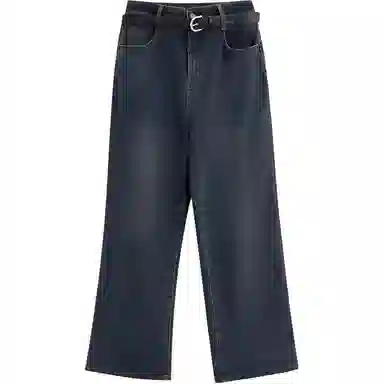 爱依服 宽松简约阔腿牛仔裤 女款 深蓝