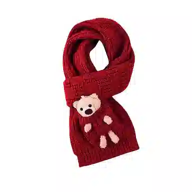 北极绒 针织粗毛线 冬季纯红色围脖加厚保暖可爱 聚酯纤维 绒线围巾 女款