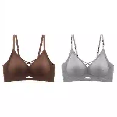 都市丽人 无痕小胸聚拢提拉无钢圈收副乳防下垂大胸显小字母肩带美背文胸 女款 组合装
