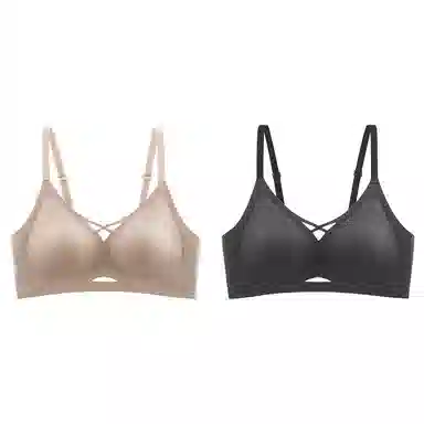 都市丽人 无痕小胸聚拢提拉无钢圈收副乳防下垂大胸显小字母肩带美背文胸 女款 组合装