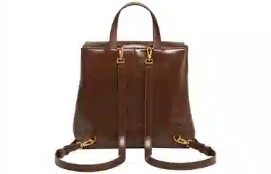 妙迪 通勤 二层牛皮 双肩包 女款 复古棕