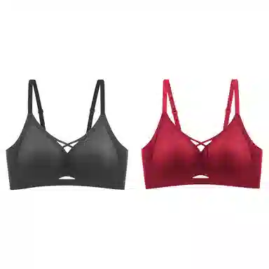 都市丽人 无痕小胸聚拢提拉无钢圈收副乳防下垂大胸显小字母肩带美背文胸 女款 组合装