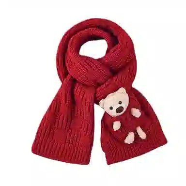 北极绒 针织粗毛线 冬季纯红色围脖加厚保暖可爱 聚酯纤维 绒线围巾 女款