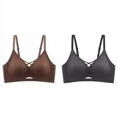 都市丽人 无痕小胸聚拢提拉无钢圈收副乳防下垂大胸显小字母肩带美背文胸 女款 组合装