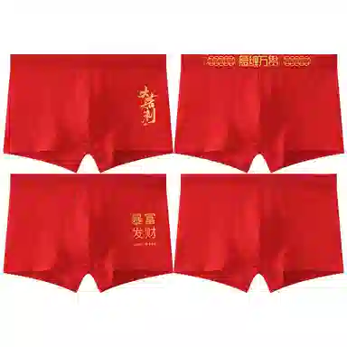 贴身领域 蛇年本命年棉裆透气大码平角内裤 男款 组合装