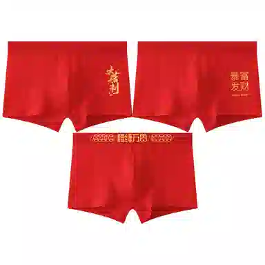 贴身领域 蛇年本命年棉裆透气大码平角内裤 男款 组合装