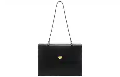 妙迪 大容量通勤 真皮 公文包单肩包 中号 女款 黑色