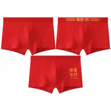贴身领域 蛇年本命年棉裆透气大码平角内裤 男款 组合装
