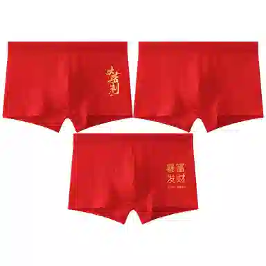 贴身领域 蛇年本命年棉裆透气大码平角内裤 男款 组合装