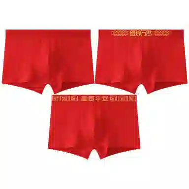 贴身领域 蛇年本命年棉裆透气大码平角内裤 男款 组合装