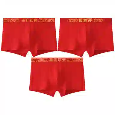 贴身领域 蛇年本命年棉裆透气大码平角内裤 男款 组合装