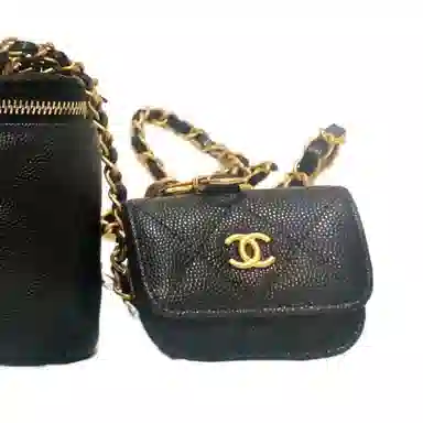CHANEL 23A Chain Shoulder Bag Black